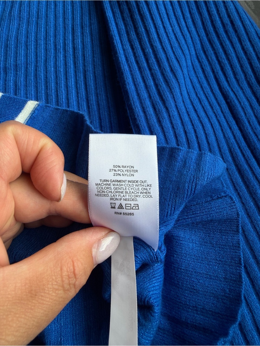 Express Royal Blue Ribbed Button Cardigan - Picture 3 of 4
